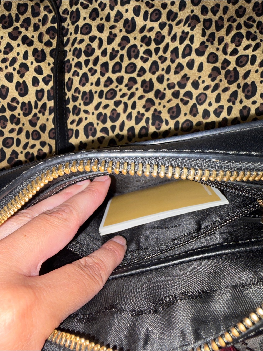 Michael Kors Black Leather 'LOVE' Studded Crossbody Bag with Gold Accents - Picture 4 of 13